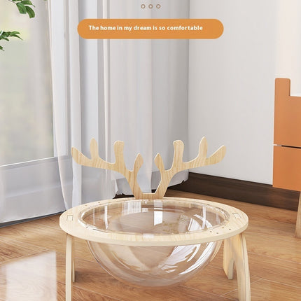Antlers Cat Nest Four Seasons Universal Pet Supplies Chamfer Space Capsule Solid Wood Cat Bed