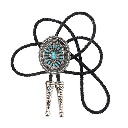 American Indian Western Style Turquoise Carved Bolo Tie