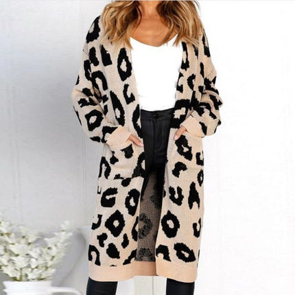 Color Leopard Print Polka Dot Loose Sweater Coat