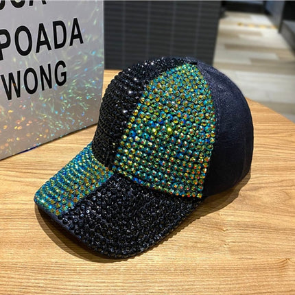 Korean Style Dual-color Patchwork Diamond Cap Shiny
