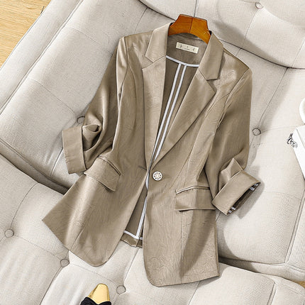 Satin Suit Jacket For Women Spring And Summer Elegant High Sense Small Casual Suit Top