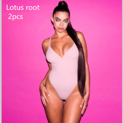 Summer Bikini Backless String Large Size Sexy Solid Color Triangle One-piece Swimsuit Womens Clothing 2pcs