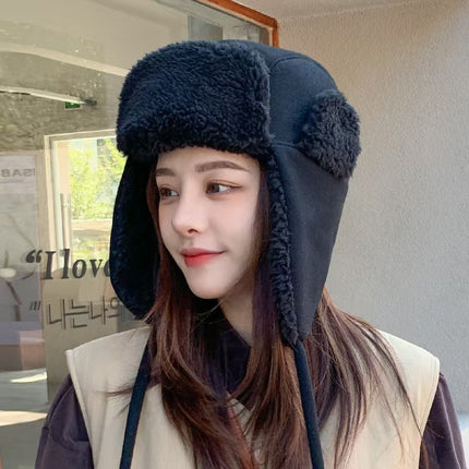 Outdoor Cycling Cold Protection Windproof Earflaps Unisex Fleece-lined Ushanka