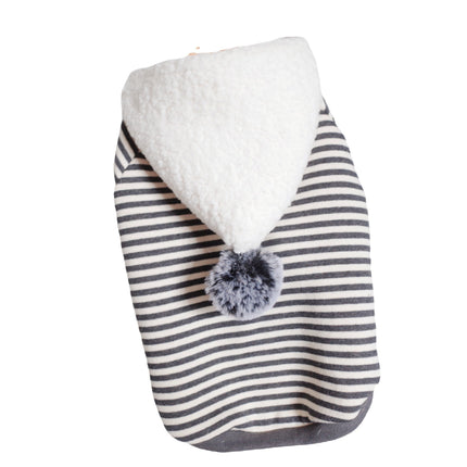 Pet Dog Lamb Velvet Striped Knitted Hooded Sweater