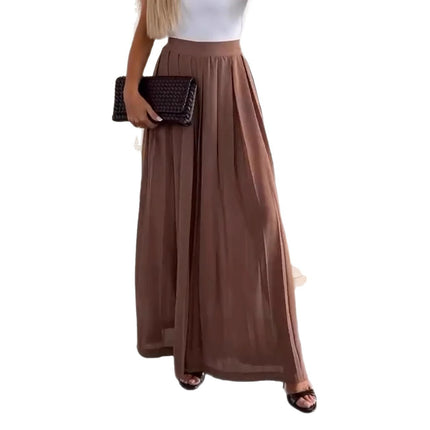 Women's Solid Color Casual Loose Pleated Skirt