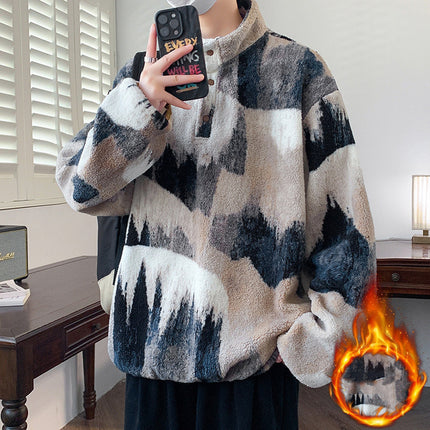 Fashion Men's Velvet Padded Thickened Sweater