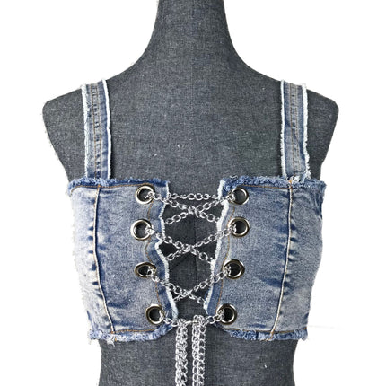 Women's Fashion Denim Bikini Split Swimsuit Set