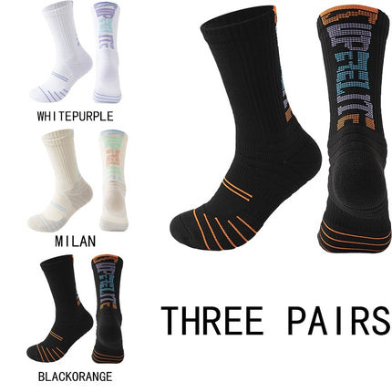 3 Pairs Men  Compression Running Socks Crew Athletic Hiking Wicking Anti Blister Cushioned Anti-odor And Breathable For Running Hiking Cycling