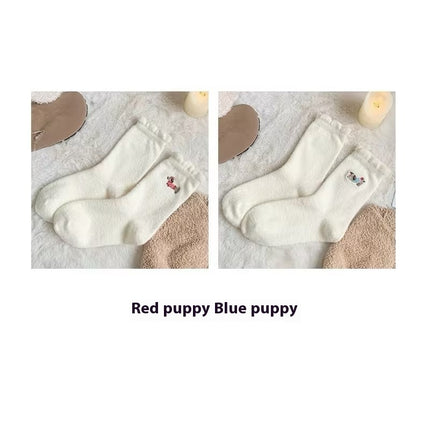 Cute Cartoon Fleece Lined Padded Warm Keeping Winter Socks