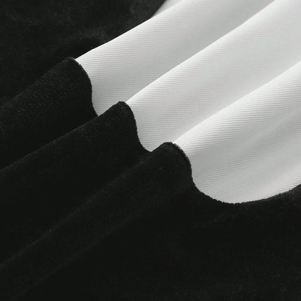 Women's Contrast Collar Maid Style Long Sleeve Short Dress