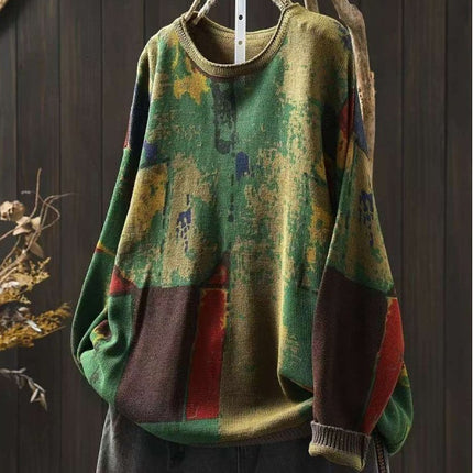 Painted Printing And Dyeing Cotton Sweater
