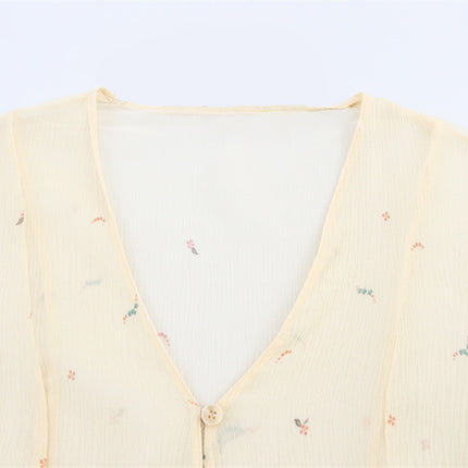 Spring And Summer Ethnic Style Floral Printed Silk Printed Shirt