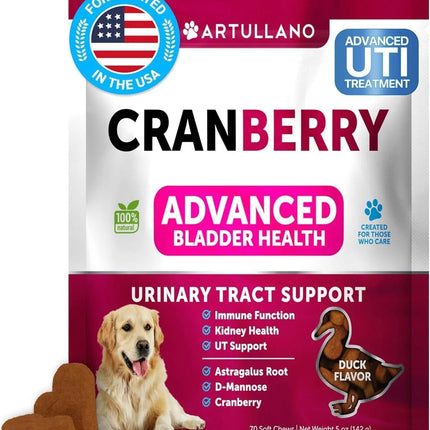 Do Not Sell On Amazon Dog UTI Treatment Cranberry Supplement Bladder Control Urinary Tract Infection Incontinence Pill Bladder Stones UTI Medicine Treats 70 Soft Chews For Kidney Support With Fish Oil