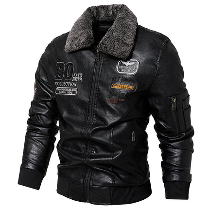Foreign Trade New Men's Casual Fashion Leather Slim Fit Leather Jacket Coat