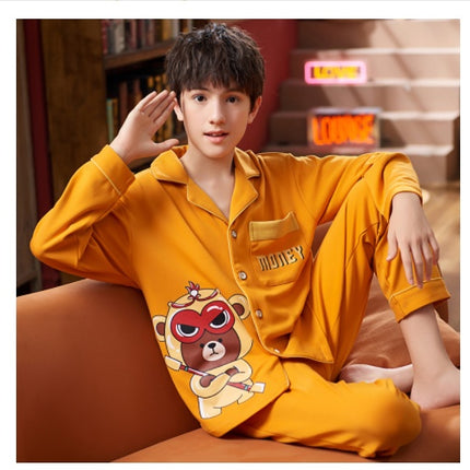 Spring And Autumn Cotton Long Sleeved Cardigan Children's Pajamas