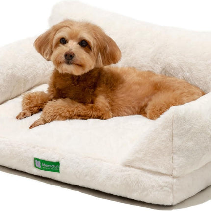 MEWOOFUN Cat Sofa Bed - Washable Pet Bed With Removable Cover & Non-Slip Bottom For Indoor Cats & Small Dogs White, Medium