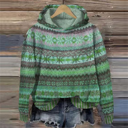 Printed Hoodie Long-sleeved Sweater Christmas Pattern