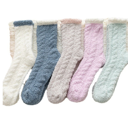 Thickened Thermal Coral Fleece Twist Women's Socks Pile Style Middle Tube