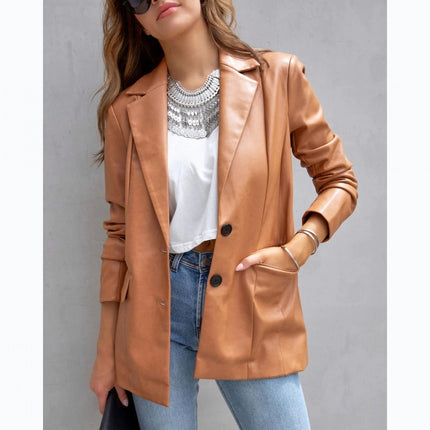 Casual Fashion Three-color Leather Coat
