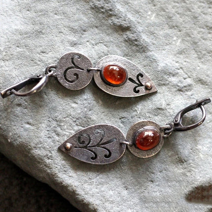 Vintage Distressed Alloy Carved Metal Personality Earrings