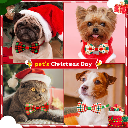 Christmas Plaid Striped Bow Tie Dog Cat One-word Bow Tie Multiple Colors