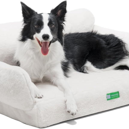 MEWOOFUN Orthopedic Dog Bed For Small Or Medium Dogs - 34.6 Inches Egg Foam Sofa With Removable Washable Cover & Non-Slip Bottom, Large, Beige