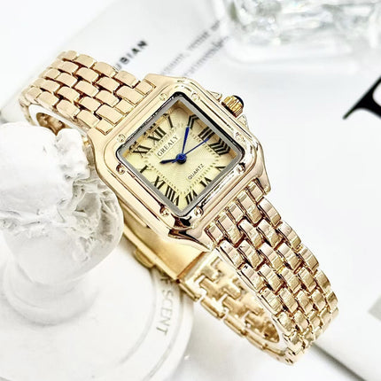 Classic Retro Square Waterproof Women's Diamond-embedded Watch