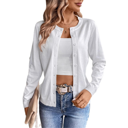 Women's Classic Slim Fit Slimming Long Sleeves Knitted Cardigan Outer Wear