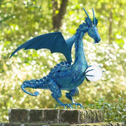 Resin Gardening Flying Dragon Holding A Ball Statue For Garden Decorations Gardening Decoration Art Crafts Home Ornaments