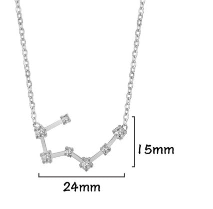 A Stainless Steel Necklace With Diamond-encrusted Pendant For The Twelve Zodiac Signs
