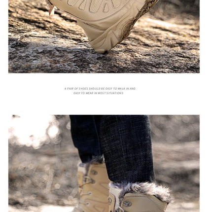 Snow Boots Cotton Boots Winter High-top Fleece-lined Warm Slugged Bottom Lace-up