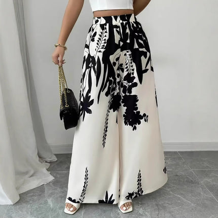 Fashion Printing Lace-up Waist-controlled Slimming Women's Casual Pants