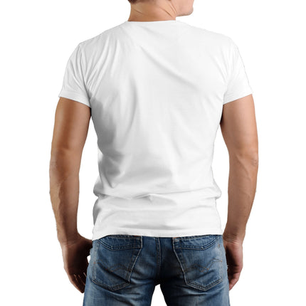 White Bullfighting Printed Men's Pure Cotton T-shirt - Casual Round Neck, Slightly Elastic, Suitable For Summer Knitted Fabric, Classic Fit Adult Shirt, Couple's Shirt