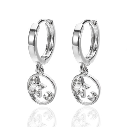Moon, Star And Sun Combination Eardrops Micro Inlaid Zircon
