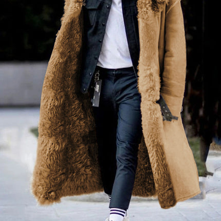 Autumn And Winter Long Thick Furry Coat Lapel Frosted Velvet Keeps Warm