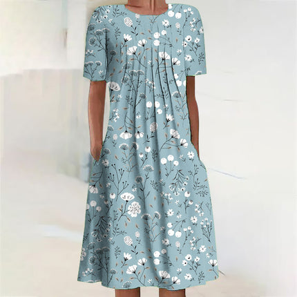 Casual Beach Dress Strap Type Loose Waist 3d Printed Dress