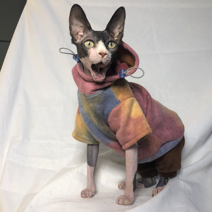 Pet Cats And Dogs Plus Velvet Warmth And Thick Tie-dye Hooded Sweater In Autumn And Winter