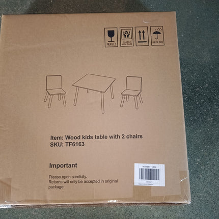 Kids Table And 2 Chairs Set, 3 Pieces Toddler Table And Chair Set, Wooden Activity Play Table Set W