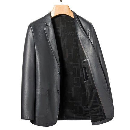 Spring Business Casual Men's Leather Coat