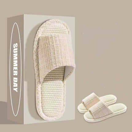 Indoor Summer Sweat Absorbing Cotton And Linen Slippers
