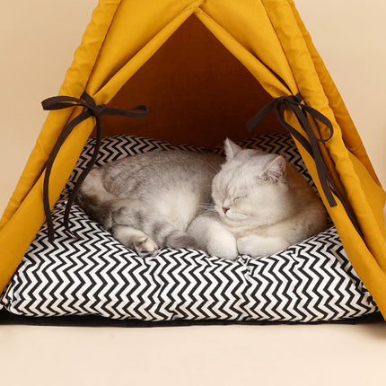 Sunset Yellow Cat Nest Pet Tent Semi-enclosed Four Seasons Universal Removable And Washable Cat Supplies