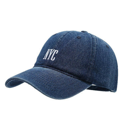 American Retro Denim Alphabet Peaked Cap