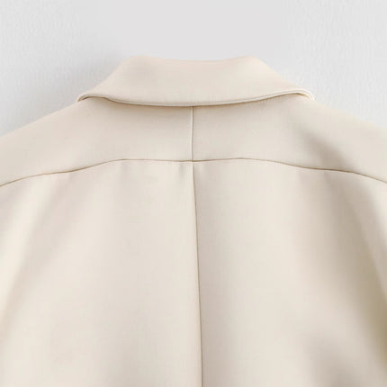 European And American Style Stylish Simple And Versatile Silk Satin Textured Suit Long Sleeve Jacket