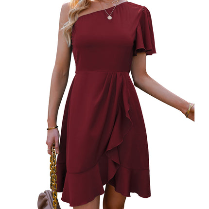 European And American Off-shoulder Ruffle Dress Women's Dress