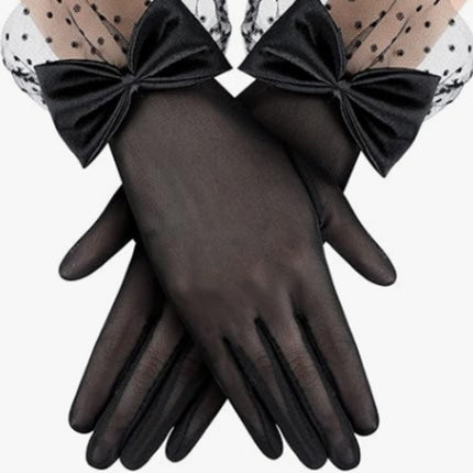 Vintage Mesh Gloves Bridal Wedding Bow Gloves