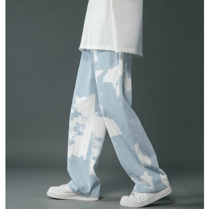Tie Dyed Denim Straight Leg Pants For Boys