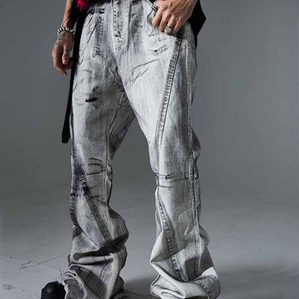 Men's Washed And Worn Jeans