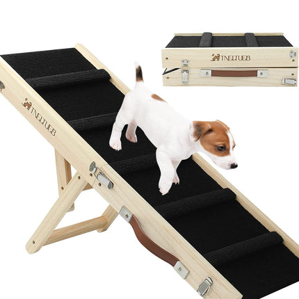 Wooden Adjustable Pet Dog Ladder Foldable Portable Non-slip Ramp