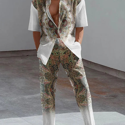 3D Short-sleeved Trousers Shirt Outfit