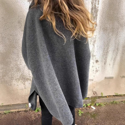 Women's Loose Long Sleeve Large Lapel Fur Collar Cape Coat